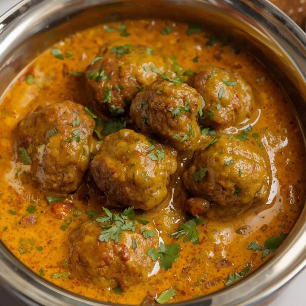 Lucknowi Chicken Kofta Curry (Tender Chicken Meatballs in Spiced Gravy)