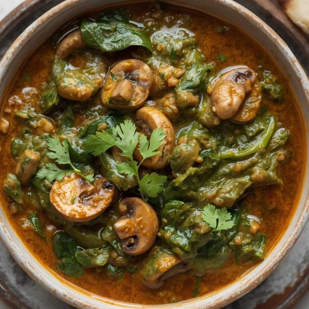 Spinach Mushrooms (Saag & Mushroom Curry)