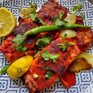 Salmon Tikka in Punjabi Masala (Grilled Salmon with Spiced Marinade)