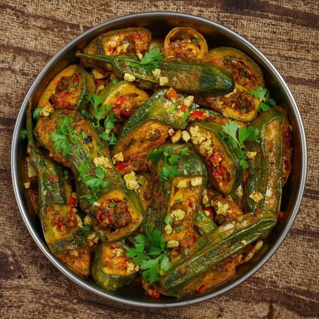 North Indian Bharwa Karela (Stir Fried Stuffed Bitter Gourd)