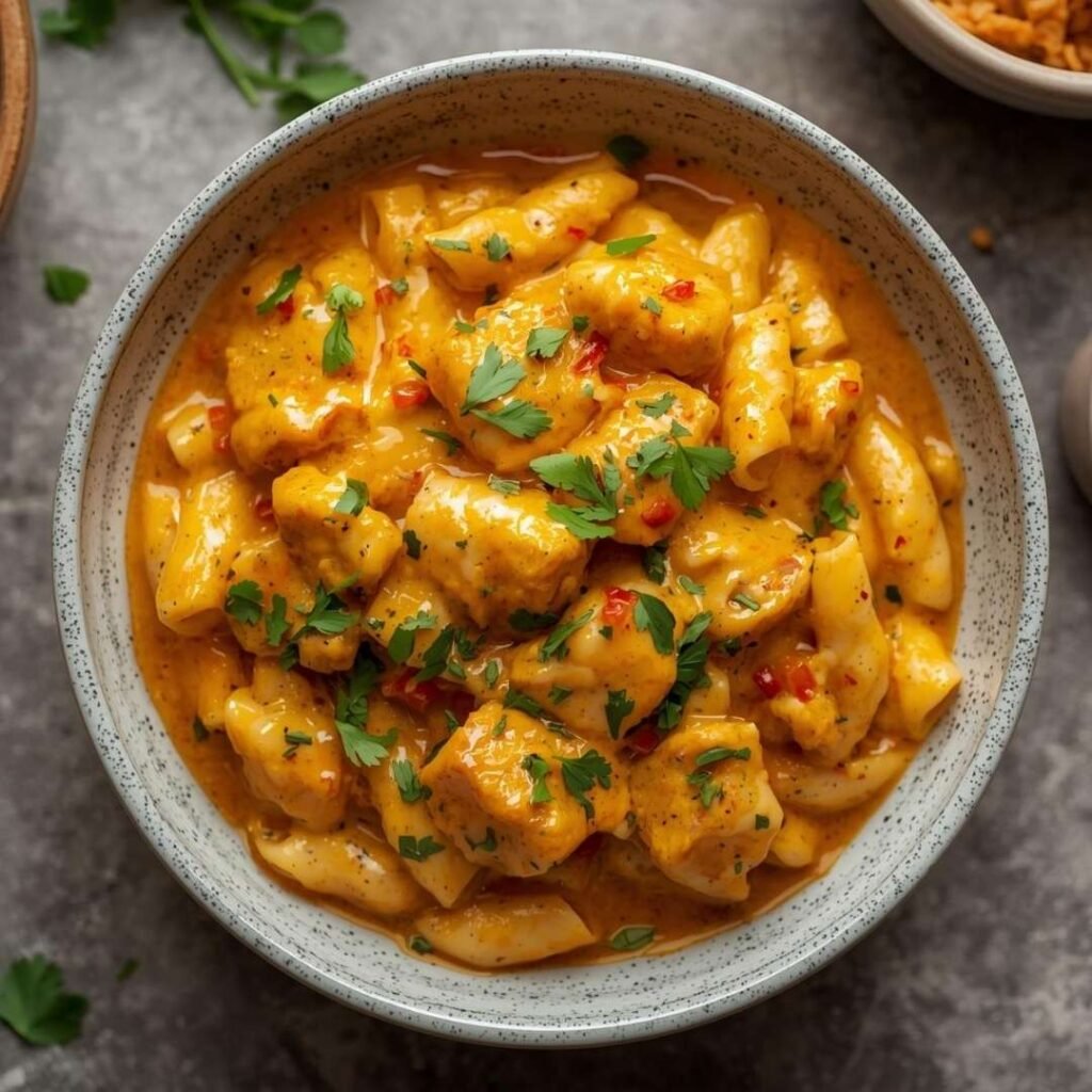 Butter Chicken Pasta (Creamy Tomato Masala with Tender Chicken)